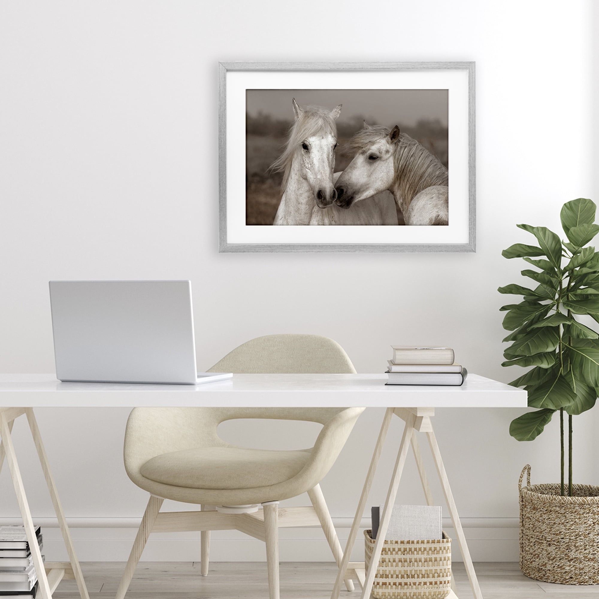 Stupell Industries Gentle Companionship Horses Gray Framed Print Under Glass, design by Danita Delimont