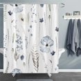 thumbnail image 2 of Extra Long Blue Watercolor Floral Shower Curtain 72 x 84 Inch, Waterproof Fabric Minimalist Flowers Bathroom Shower Curtain with 12 Hooks, 2 of 6