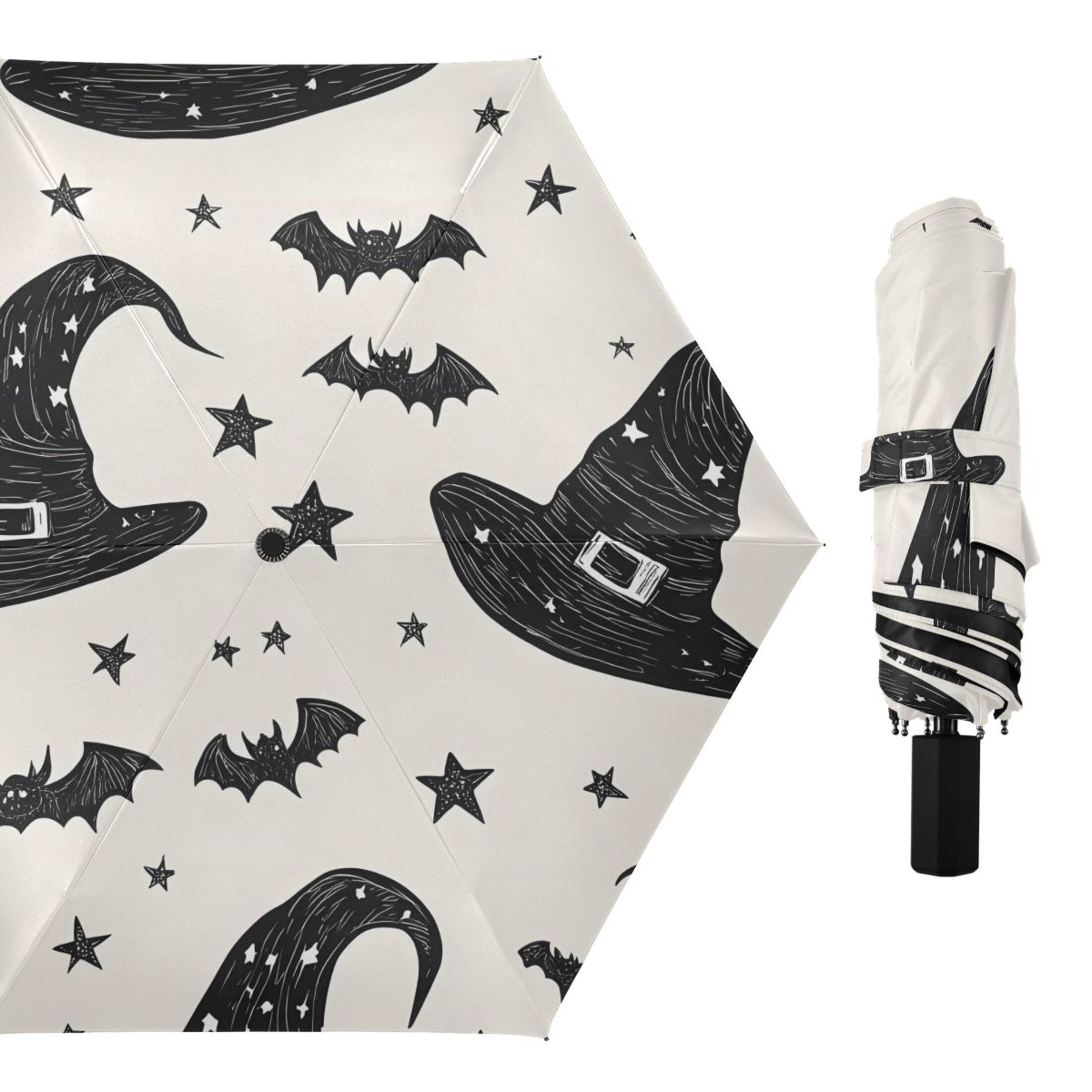 ALAZA Bats and Stars UPF 50+ Compact Folding Umbrella for Rain Travel Umbrella Packable