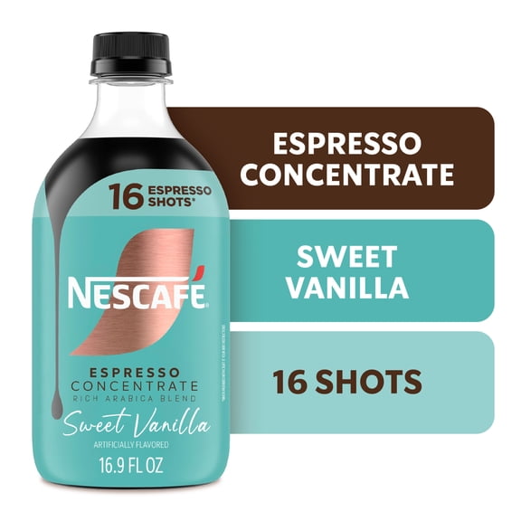 NESCAFÉ Espresso Concentrate Sweet Vanilla, Flavored Coffee Concentrate, Instant Espresso, 16 Shots 16.9 fl oz