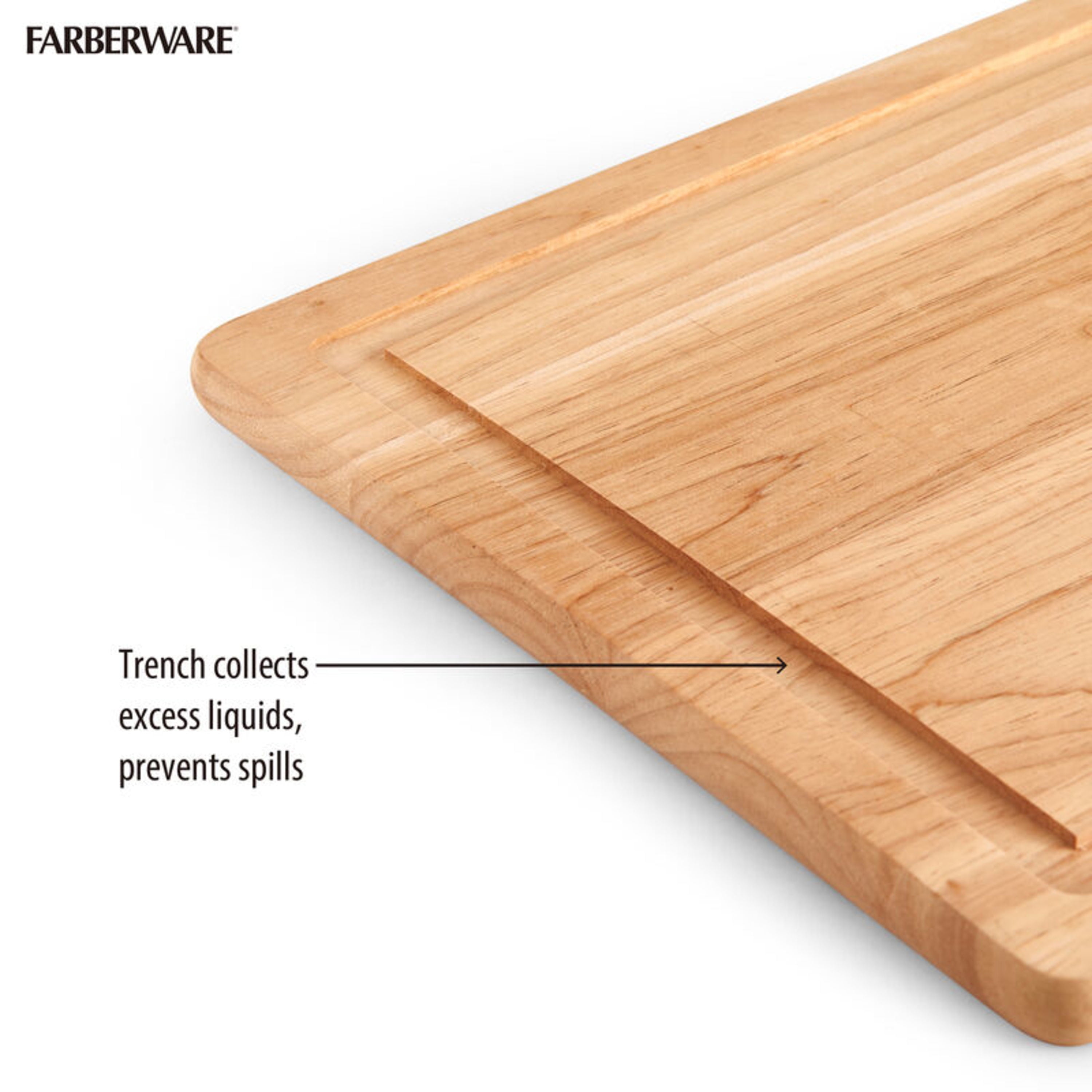 Farberware 3-piece Wood Utility Cutting Boards with Perimeter Juice Well