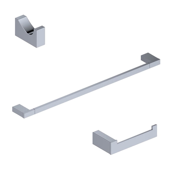 Kimono WSBC 215890B CR Bathroom Accessory Set with 25" towel bar, toilet paper holder & bathroom hook