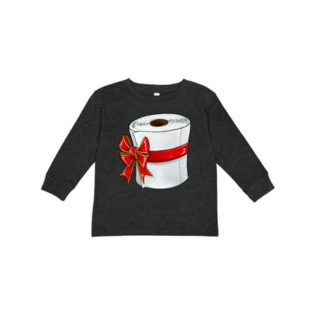 

Inktastic Toilet Paper with a Bow Christmas Present Boys or Girls Long Sleeve Toddler T-Shirt