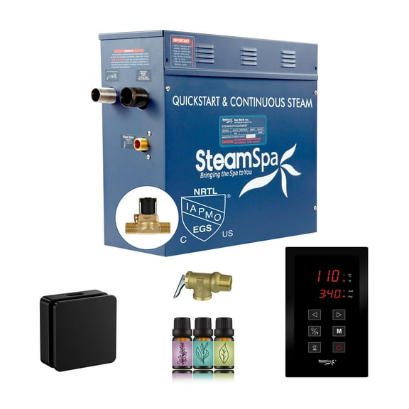 Oasis Series 4500-Watts Steam Generator with Continuous Steam Plus Easy Touch Pad and Auto Drain in Matte Black