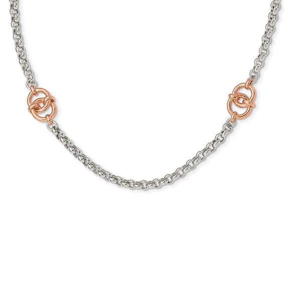 Finest Gold Sterling Silver & Rose-Tone Polished with 1 in. Extension Fancy Necklace