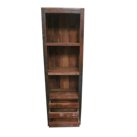 Multi Purpose Bookshelf With 2 Drawers And Rustic Look Walmart