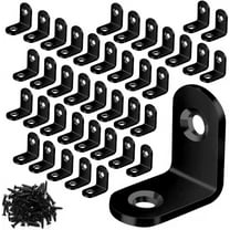 30PCS L Bracket Corner Brace, Black Small L Brackets for Wood, Stainless Steel Corner Bracket, Metal Right Angle Bracket for Furniture Chair Drawer Cabinet - 60PCS Screws (0.79 x 0.79 inch)