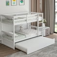 thumbnail image 2 of Costway Twin Over Twin Bunk Bed with Twin Trundle Solid Wood Frame White, 2 of 10