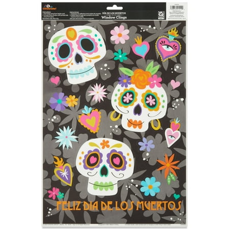 Sugar Skulls Window Clings, Multicolor, Día de los Muertos by Way To Celebrate