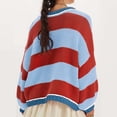thumbnail image 5 of Czanzd Women's Oversized Crewneck Knit Sweater Striped Pullover,Brown,M, 5 of 8