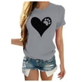 thumbnail image 1 of Gibobby Casual Playera de Manga Corta para Mujer Blusa con cuello en O Blusa con estampado en forma de corazón Camiseta con mangas para mujer Blusa corta informal p(Gris,M), 1 of 4