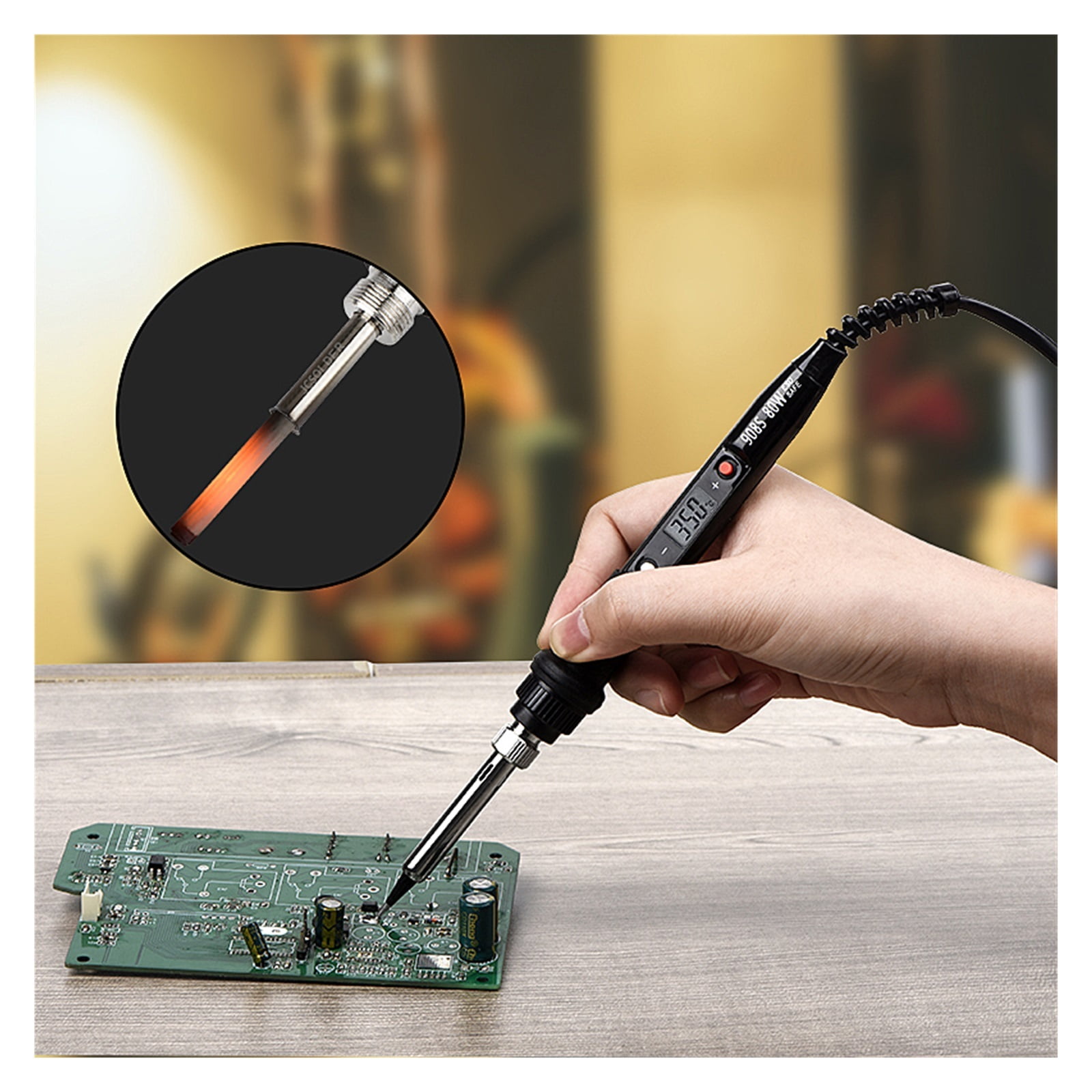 Electric Soldering Iron, Adjustable Temperature LCD Welding Tool, Ceramic Heater Soldering Iron Head Welding Repair Tools ,Accurate Temperature Control