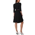 thumbnail image 3 of INSPIRE CHIC Women's Work Elegant Square Neck 3/4 Sleeve Belted Pleated a Line Church Midi Dress XL Black, 3 of 6