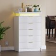 thumbnail image 4 of Pusnapku 5 Drawer Dresser, 45" Tall Fluted Chest of Drawers with Charging Station, LED Light, Vertical Wood Storage Dressers for Living Room, Entryway, 4 of 9