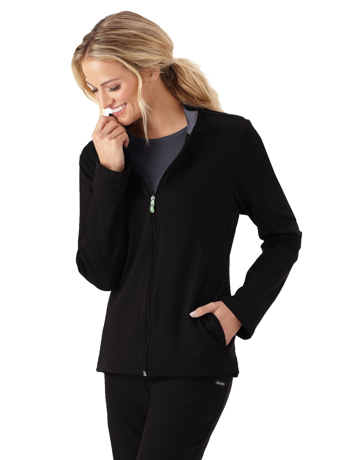 Jockey jockey women's 2399 tech fleece zipup jacket black medium