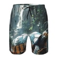 thumbnail image 3 of Salouo Turtle In Jungle Waterfall Pattern Swim Trunks for Men,Men's Hawaiian Bathing Suit Swimsuits Quick Dry Swimming Board Shorts Beach Shorts with Pockets-Small, 3 of 6