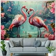 thumbnail image 4 of Fenyluxe  Pink Flamingo Tapestry Tropical Bird and Pink Floral in Rainforest Tapestry Wall Hanging Forest Nature Landscape Wall Tapestry for Bedroom Living Room Dorm Wall Decor 40x30inch, 4 of 6