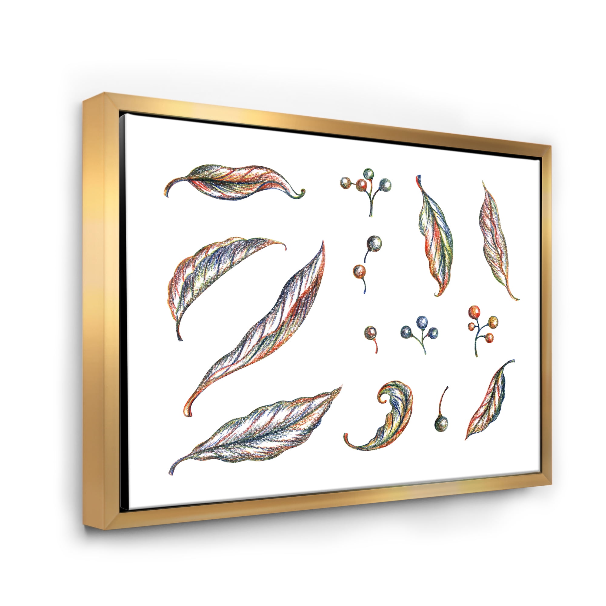 Designart 'Leaves and Berries Of Wild Grapes' Bohemian & Eclectic Framed Canvas Wall Art Print