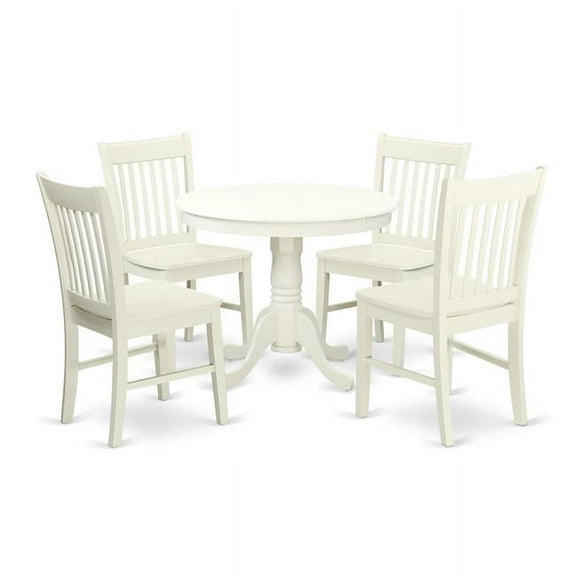 East West Furniture ANNO5-LWH-W 5 Piece Kitchen Table Set, Linen White