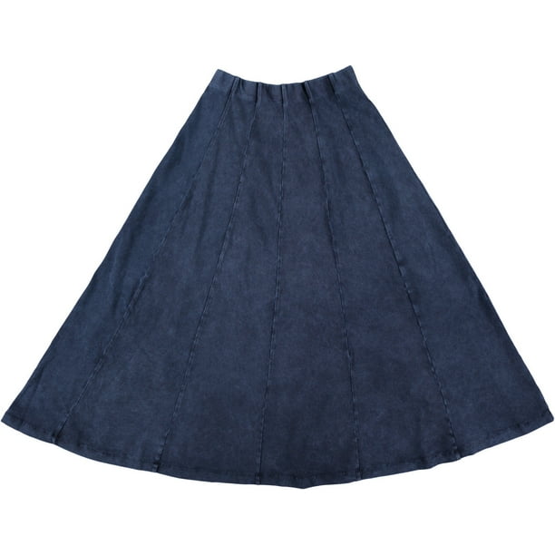 KIKI RIKI Women's Cotton Denim Wash Paneled Flare Lola Skirt 28