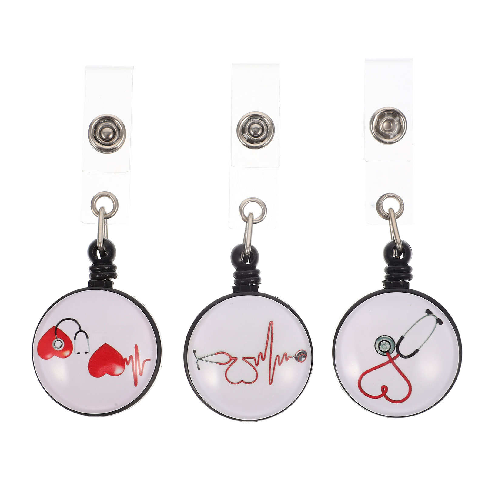 3Pcs Nurse Badge Reels Retractable Badge Reels Name Card Badge Holders