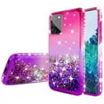 thumbnail image 4 of Galaxy A12 Case w[Temper Glass] Cute Liquid Glitter Bling Diamond Bumper Girls Women Phone Case for Samsung Galaxy A12 - Hot Pink/Purple, 4 of 5
