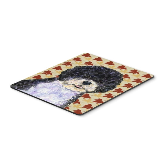 "Portuguese Water Dog Fall Leaves Portrait Mouse Pad Hot Pad or Trivet"