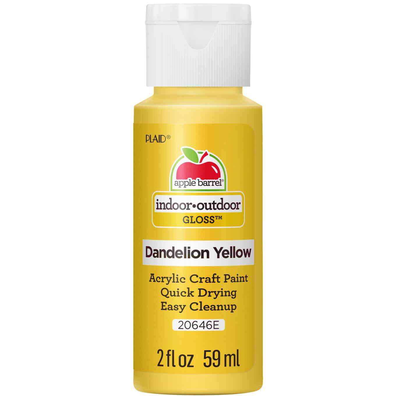 (2 pack) Apple Barrel Acrylic Craft Paint, Gloss Finish, Dandelion Yellow, 2 fl oz