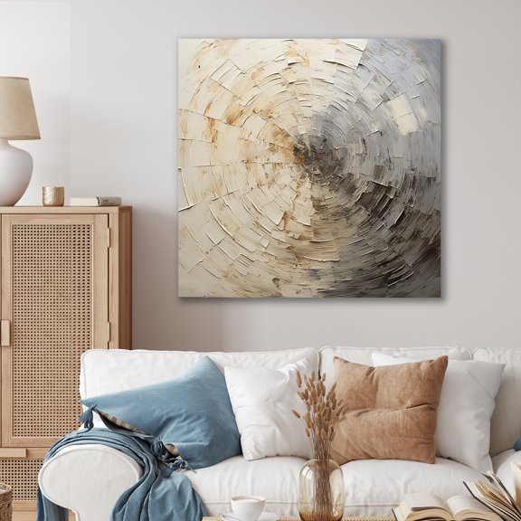 Designart "Meditative Movement In Grey And Beige" Abstract Spirals Wall Decor