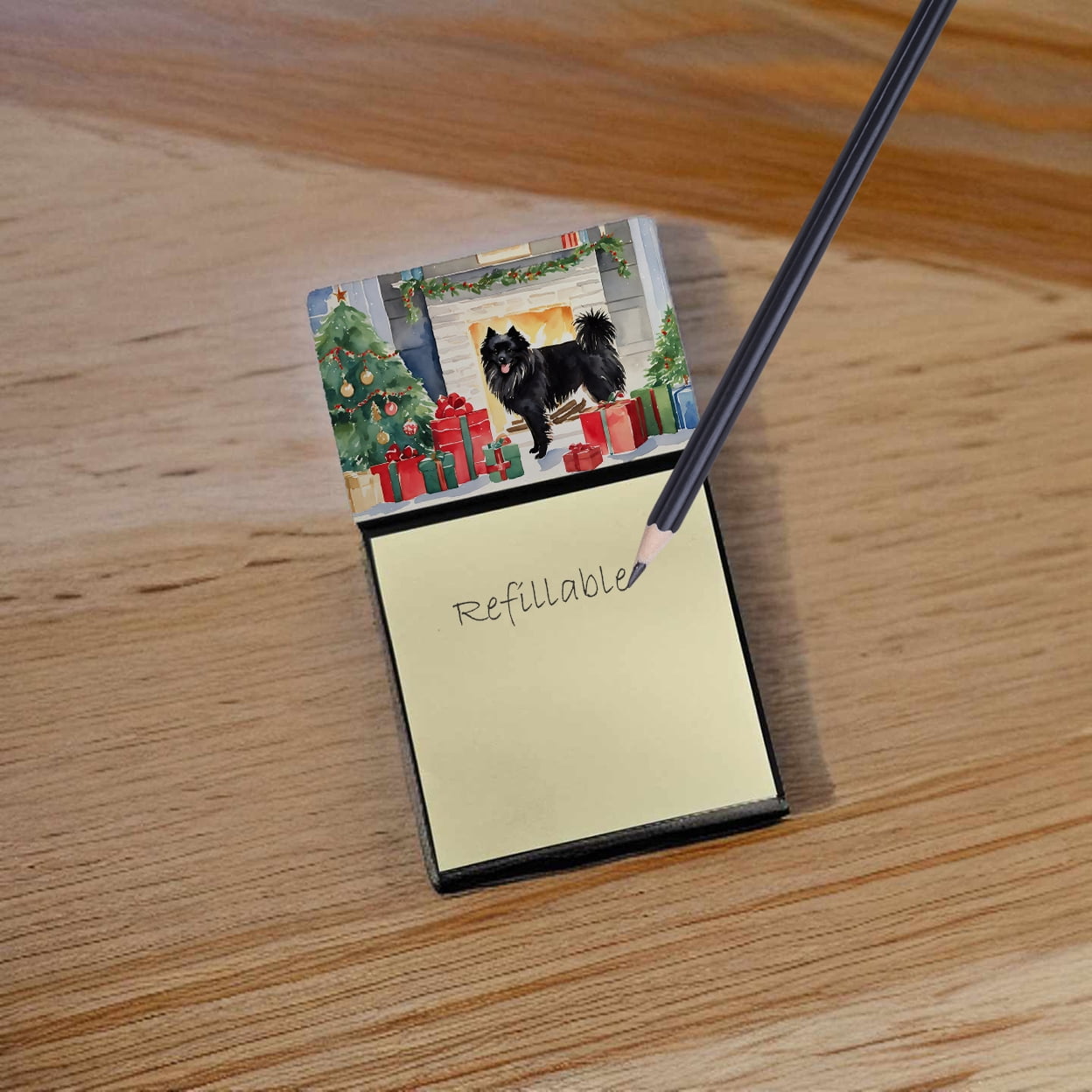 German Spitz Cozy Christmas Sticky Note Holder 3.25 in x 5.25 in