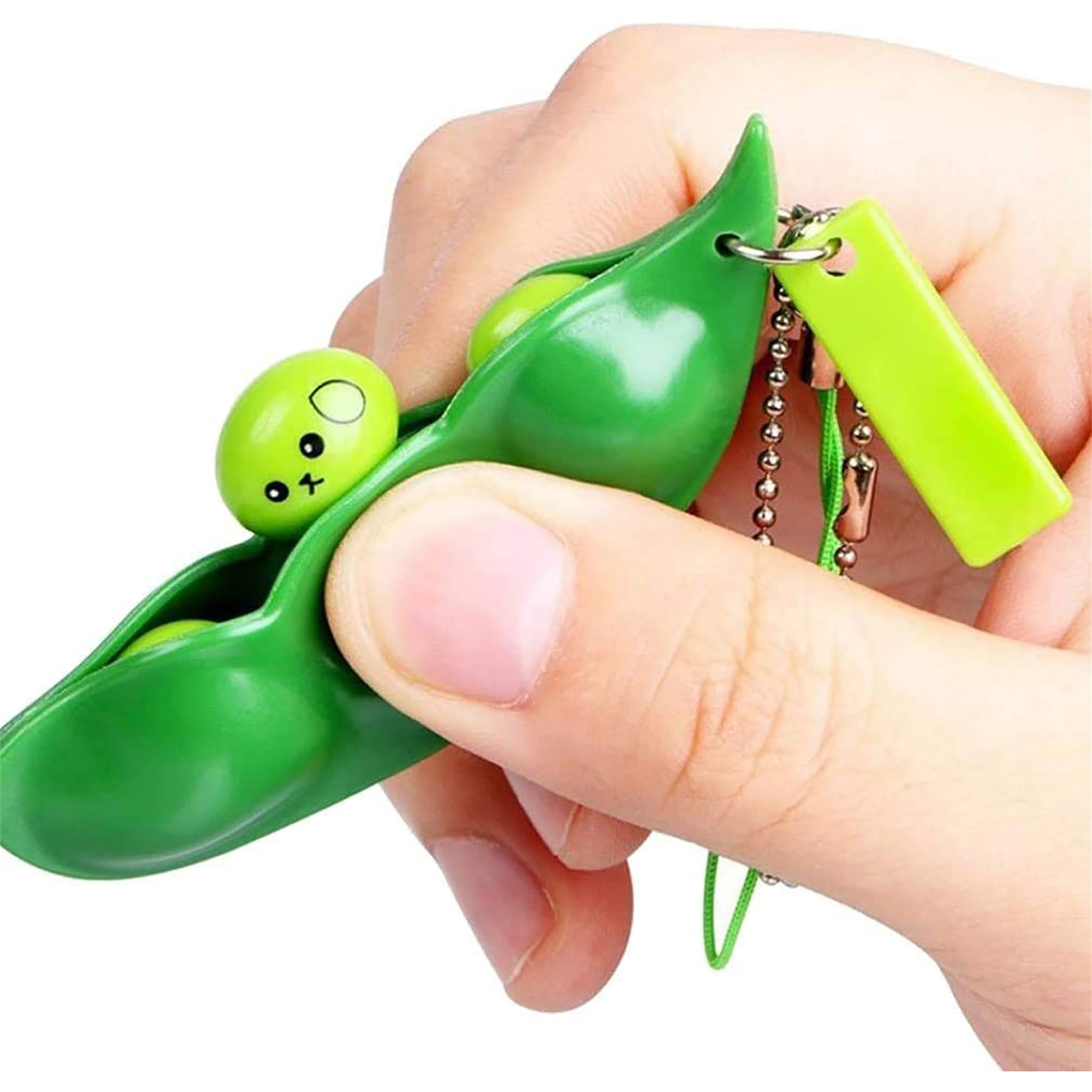 GREEN SOY BEAN SHAPE STRESS RELIEF DECOMPRESSION ADULT TOY KEYCHAIN PENDANT SMAR 