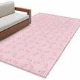 thumbnail image 2 of 2.7x5 Area Rugs, Pink Morocco Non-Skid Rubber Backing Large Rectangle Rugs - Living Room Bedroom Home Office, Geometric Leaf Diamond Lattice Abstract Indoor Floor Mat Carpets Washable Rug, 2 of 9