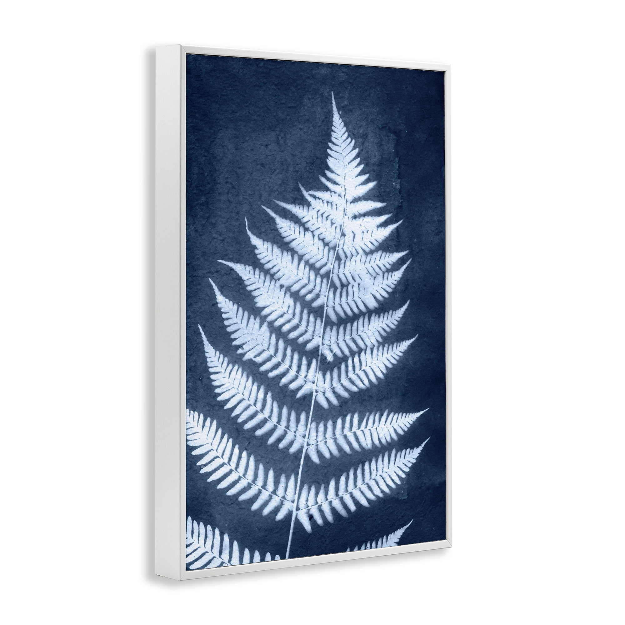 Stupell Industries Blue Natural Fern Botanical & Floral Painting White Framed Art Print Wall Art, 20 x 30