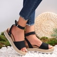 thumbnail image 5 of Caywon Womens Round Toe Dual Strap Wedge Sandals, Open Toe Thick Sole Summer Footwear, Casual Adjustable Ankle Strap Shoes, Sandalias Con Doble Correa Para Mujer, 5 of 8