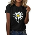 thumbnail image 3 of Axiiglly T Shirts for Women Sunflower Print T Shirts Graphic Short Sleeve Cotton Tees Casual Crewneck Going Out Tops, 3 of 6