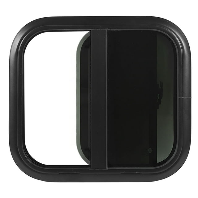 RV Push Pull Window, Rounded Corner Black Glass, Aluminum Alloy Frame, Size 20.86x16.92in for Campers, , RVs, E4 Certified Tempered Glass