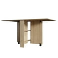 thumbnail image 2 of PORKISS Folding Dining Table, Space Saving Versatile Dining Room Table, Folding Kitchen Table with Wheels, Storage Shelf for Small Apartment, Wood (Only Table), 2 of 6