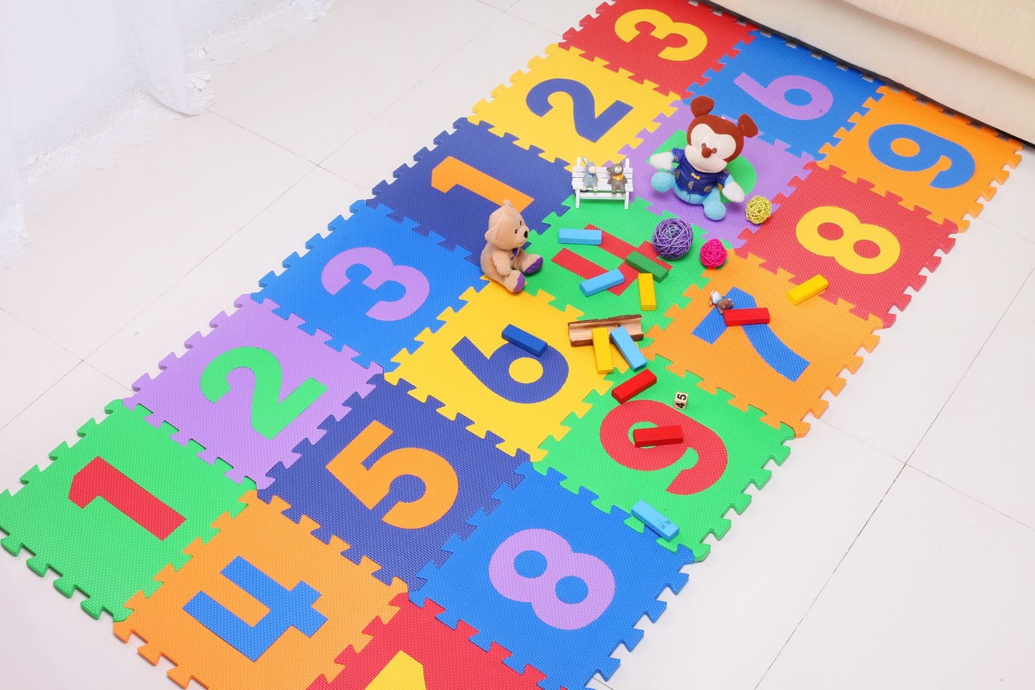 Mainstays Kids Interlocking Foam Mat, 9 interlocking foam tiles kids design 100% EVA
