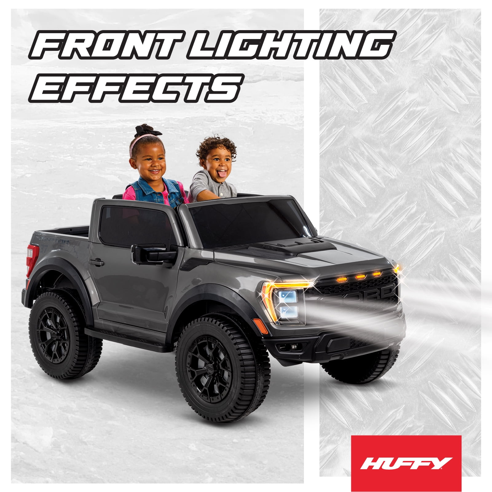 Huffy 12V Ford F-150 Raptor Ride-On Truck, Ages 3+, Gray, Kids, One Unit