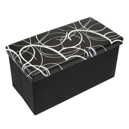 Storage Ottomans And Benches Otto & Ben 30 Inch Swirl Design Memory Foam Folding Storage Ottoman Bench with Faux Leather ()