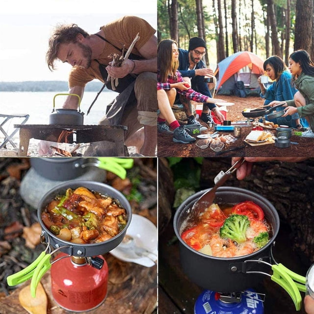 NUOLUX 1 Set Multifunctional Camping Cookwares Cooking Utensil Set for 2-3 People