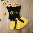 thumbnail image 2 of Bagilaanoe 3Pcs Newborn Baby Girls Summer Outfits Print Fly Sleeve Romper Tops + Sunflower Mesh Tutu Skirt + Headband 3M 6M 12M 18M Infant Casual Skirt Set, 2 of 6