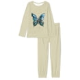 thumbnail image 5 of FOR U DESIGNS Vintage Butterfly Pajama Set for Women Fall Long Sleeve with Pockets Women 2 Pack Size XS Ladies Sleepwear Pants Set Long Crew Neck Tops for Women, 5 of 6