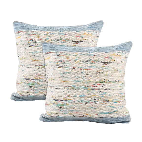 Harlow Hill Ensign Blue/Multi Color Block Contemporary Cotton Polyfilled Throw Pillow Set of 2, 20" x 20"