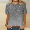 thumbnail image 3 of TKLPEHG Womens Dressy Tops Short Sleeve T Shirts Crew Neck Comfy Casual Loose Fashion Print Graphic Tee Summer Fashion Outfits (Gray,XL), 3 of 4