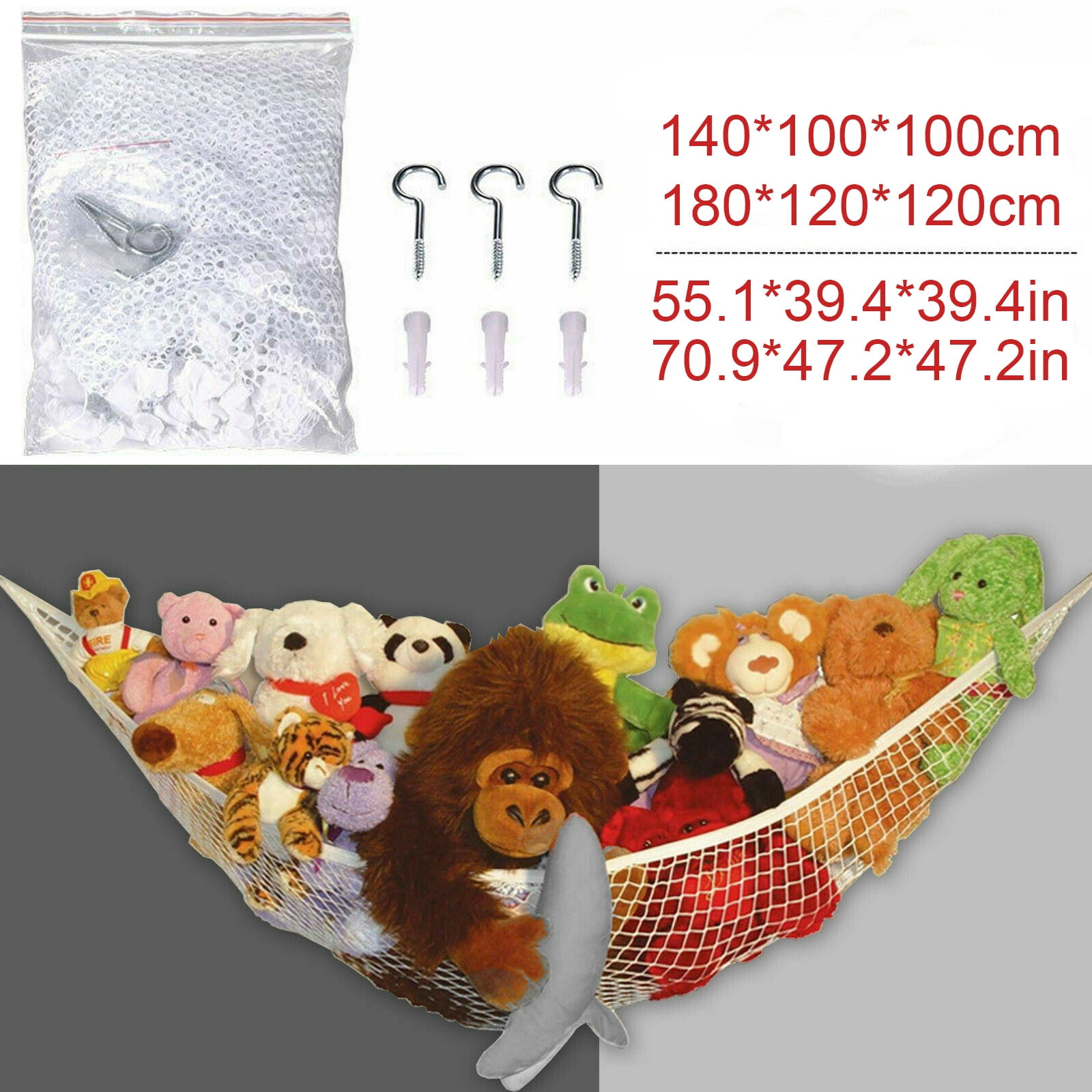 2X Toy Hammock Kids Toy Net Stuffed Small Animals Organizer Hanging Storage Bath