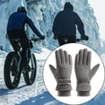 thumbnail image 3 of Tnobhg 1 Pair Men Winter Cycling Gloves Anti-slip Thick Plush Waterproof Windproof Touchscreen Solid Color Fasten Tape Wrist Band Skiing Skating Gloves, 3 of 8