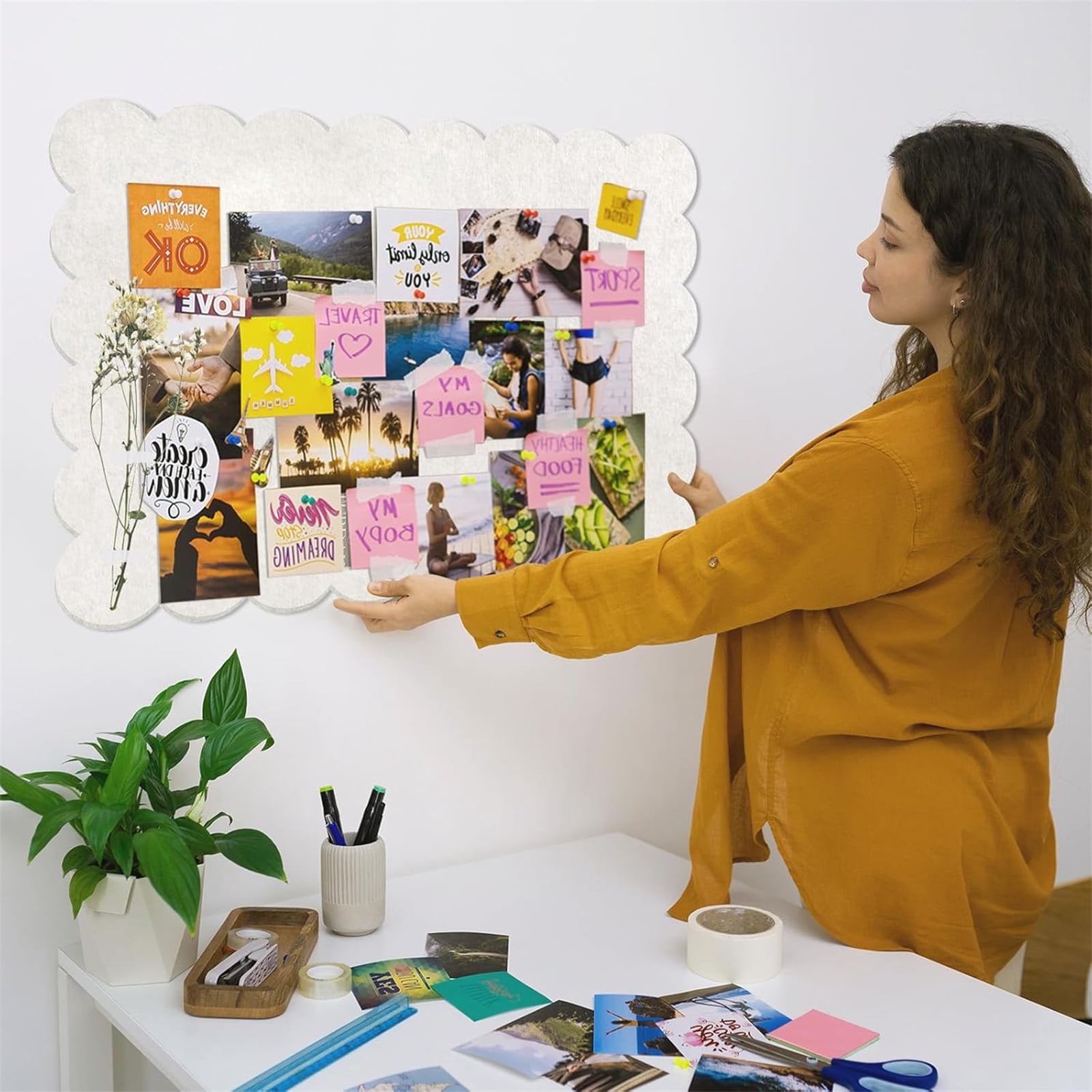Decorative Felt Pin Board for Wall,Bexikou Felt Tile Bulletin Board,24" x 36" Felt Wall Tiles,Large Alternative Cork Board for Office Kitchen Classroom