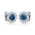 thumbnail image 4 of SuperJeweler 2 1/2 Carat Blue Diamond Halo Stud Earrings in 14 Karat White Gold, Martini Setting for Women, 4 of 6
