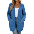 thumbnail image 5 of Fall Cardigans For Women Women Fashion Casual Solid Color Pocket Cardigan Long Length Long Sleeve Top Coat Navy XL, 5 of 8